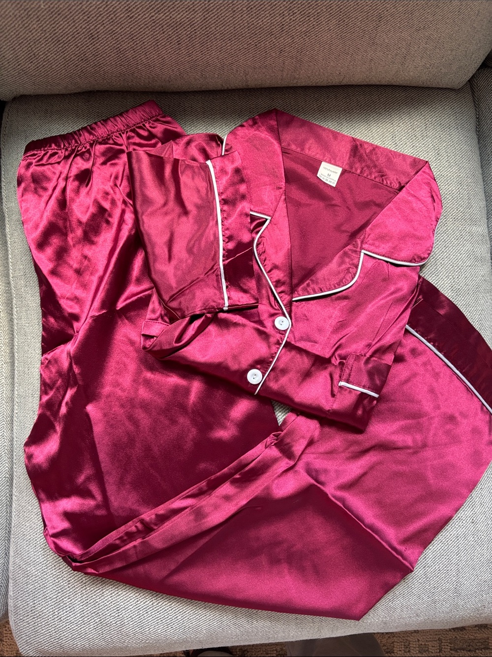 Wine Silk-like Pajama Set